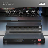 Przełącznik/Switch DIGITUS HDMI 4x1, 8K/60Hz (4:4:4) z HDR, 48 Gbps, HDCP 2.3, Toslink / Stereo , EDID