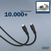 Kabel połączeniowy DIGITUS silikonowy USB-C - USB-C, USB 3.2 Gen2 10G 4K 100W, 1m czarny