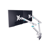 Ramię biurkowe podwójne DIGITUS z zaciskiem i sprężyną mechaniczną, 2x LCD max.35" 2x10kg, VESA: 75x75, 100x100, Białe