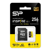 Karta pamięci Silicon Power microSDXC Inspire 256GB V30 UHS-I U3 A2 4K DDR200 170/150MB/s TLC + adapter