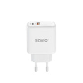 Ładowarka sieciowa Savio LA-06 USB Quick Charge Power Delivery 3.0 30W, 1xUSB Type C, 1xUSB, biała