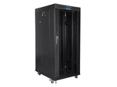 Szafa instalacyjna Rack stojąca 19" 27U 800x1200 Drzwi Szklane czarna Lanberg (flat pack) LCD