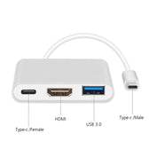 Kabel adapter Maclean MCTV-840 USB 3.1 Typ C (M) -> HDMI 1.4 (F) + USB 3.0 (F) + USB Typ C (F)