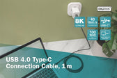 Kabel połączeniowy DIGITUS PREMIUM USB 4.0 Typ USB C/USB C M/M 40Gbps PD 3.1 240W 8K 60Hz czarny nylon 1m