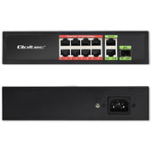 Switch niezarządzalny Qoltec przełącznik sieciowy FAST Ethernet 8x RJ45 PoE 2x RJ45 Uplink 1x SFP | 120W | 1000 Mb/s