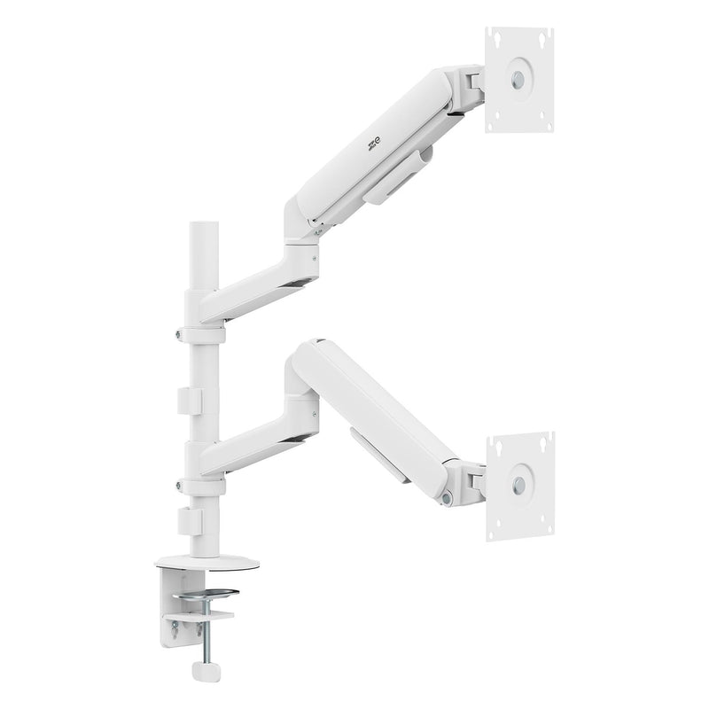 Uchwyt biurkowy na 2 monitory Ergo Office ER-692 W, sprężyna gazowa, 17"-32", 1-10kg, biały matt, max. VESA 100x100