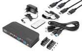 Przełącznik KVM DIGITUS 2 portowy DisplayPort do 1 port DP/HDMI 4K 60Hz 2xUSB audio