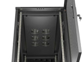 Szafa instalacyjna Rack stojąca 19" 22U 600x1200 czarna drzwi szklane LCD Lanbeg (flat pack)