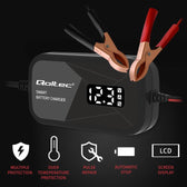 Ładowarka inteligentna Qoltec mikroprocesorowa 12V | 2A | Prostownik do akumulatora AGM GEL | LCD