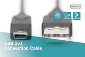 Kabel USB DIGITUS 2.0 A/M - mini B/M, 1m czarny