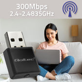 Karta sieciowa Qoltec Bezprzewodowy Ultra szybki mini adapter NANO WiFi | Standard N | USB 2.0 | 300Mbps