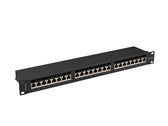 Patch panel Lanberg 24 port 1U kat.6A ekranowany czarny