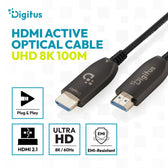Kabel DIGITUS połączeniowy hybrydowy HDMI AOC HDMI-A męski-męski HDMI 2.1 UHD-2 8K@60Hz 48Gbps HDR, eARC, HDCP 2.2, CEC 100m