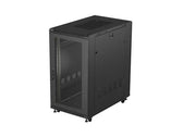 Szafa instalacyjna Rack Lanberg stojąca 19" 22U 600x1000 Czarna drzwi perforowane (flat pack)