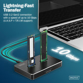 Stacja dokująca dysków DIGITUS DA-71546-1, USB-C 3.2 Gen2, SSD M.2 NVMe + SATA, czytnik kart SD-Express 7.1, czarna