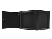 Szafa instalacyjna Rack wisząca 19" 9U 600x600 czarna drzwi metalowe Lanberg (flat pack)