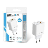 Ładowarka sieciowa Beline 45W 1xUSB-C + 1xUSB GaN PD 3.0 QC 3.0 bez kabla - biała