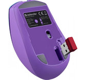Mysz bezprzewodowa Defender MYSTERY MM-301 optyczna 1600dpi 2.4 GHz + Bluetooth fiolet AKUMULATOR bezklikowa silent