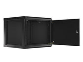 Szafa instalacyjna Rack wisząca 19" 9U 600x600 czarna drzwi metalowe Lanberg (flat pack)