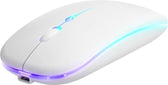 Mysz bezprzewodowa Defender TOUCH MM-997 optyczna 1600dpi 2.4 GHz + Bluetooth biała RGB AKUMULATOR bezklikowa silent