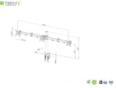 Uchwyt biurkowy Techly 13"-24", 3x10kg na 3 monitory regulowany