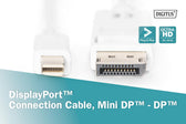 Kabel DisplayPort DIGITUS DP/M-DPmini /M, 1.1a biały, 3m