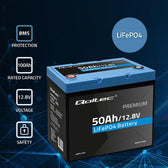 Akumulator LiFePO4 Qoltec Litowo-Żelazowo-Fosforanowy | 12.8V | 50Ah | 640Wh | BMS
