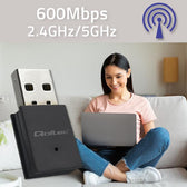 Karta sieciowa Qoltec Bezprzewodowy Ultra szybki mini adapter WiFi Standard AC | BT 4.0 USB | 600Mbps