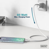 Kabel zasilający DIGITUS silikonowy USB-A - USB-C, USB 2.0 60W, 1m biały