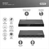 Rozdzielacz/Splitter DIGITUS HDMI 1x4, 4K/60Hz UHD z HDR, 18 Gbps, HDCP 2.2, EDID