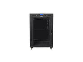 Szafa instalacyjna Rack stojąca 19" 15U 800x1000 Drzwi Szklane czarna Lanberg (flat pack) LCD
