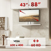 Uchwyt elektryczny sufitowo-podłogowy, wysuwany do TV Maclean MC-125, 43''-88'', VESA 600x400, max 60kg, 100-240V AC,50/60Hz