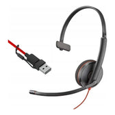 Słuchawki przewodowe Poly Blackwire 3210 Monaural USB-C Headset + USB-C/A Adapter (Bulk)