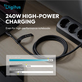 Kabel połączeniowy silikonowy DIGITUS USB-C-USB-C, USB 4 ver.2.0, 80Gbps, 8K@60Hz, PD 3.1 240W, 1,5m, czarny