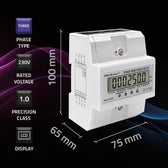 Miernik zużycia enrgii Qoltec na szynę DIN | Trójfazowy elektroniczny licznik | 400V | 100A | LCD | 4P