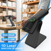 Czytnik kodów kreskowych Qoltec + stojak na skaner | 1D | USB