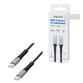 Kabel USB 3.2 Gen2x2 LogiLink CU0442 USB-C - USB-C, M/M, 20 Gb/s, 240 W, 4K, czarny, 1m