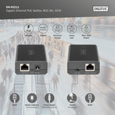 Rozdzielacz/Splitter PoE++ DIGITUS 802.3at/bt max. 48V 51W Gigabit do DATA/DC bez PoE
