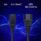 Kabel zasilający Qoltec IEC C13 | C14 | 3*1.0mm2 | 2m