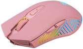 Mysz bezprzewodowa Defender PANDORA GM-502 optyczna 3200dpi różowa RGB AKUMULATOR 7 przycisków Gaming bezklikowa silent