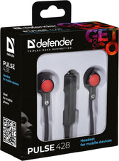 Słuchawki z mikrofonem Defender PULSE 428 douszne 4-pin czarno-czerwone