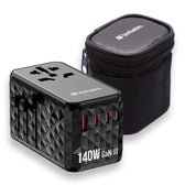 Adapter podróżny Verbatim UTA-10 GaN III globalny 2xUSB-C PD 3.1 QC 4+ 140W, 1xUSB-C PD 3.0 18W, 1xUSB-A QC 3.0 18W
