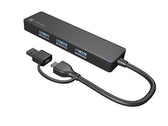 Hub USB Natec Mayfly 4xUSB 3.0 czarny USB-C + Adapter USB-A
