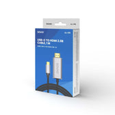 Kabel adapter Savio CL-170, USB-C do HDMI 2.0B, 1m, srebrno-czarny, złote końcówki