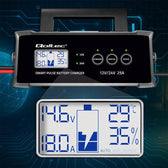 Ładowarka inteligentna Qoltec mikroprocesorowa 12V 24V 25A | Prostownik z funkcją naprawy do akumulatora AGM GEL SLA | LCD