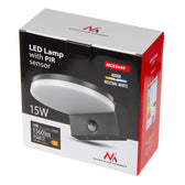 Lampa LED z czujnikiem Maclean MCE344 B, czujnik ruchu PIR, kolor czarny, 15W, IP65, 1560lm, barwa neutralna biała (4000K)