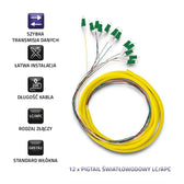 Pigtail światłowodowy Qoltec 12x LC/APC | SM | G657A2 | 2m