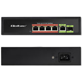 Switch niezarządzalny Qoltec przełącznik sieciowy FAST Ethernet 4x RJ45 PoE 1x RJ45 Uplink 1x SFP | 65W | 1000 Mb/s