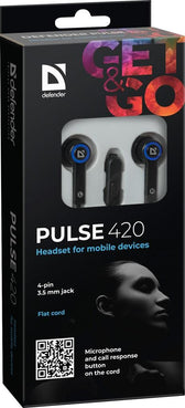 Słuchawki z mikrofonem Defender PULSE 420 douszne 4-pin czarno-niebieskie