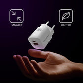 Ładowarka sieciowa Qoltec 35W GaN ULTRA | 5-20V | 2.25-3A | 1 x USB typ C PD | 1 x USB | Biała